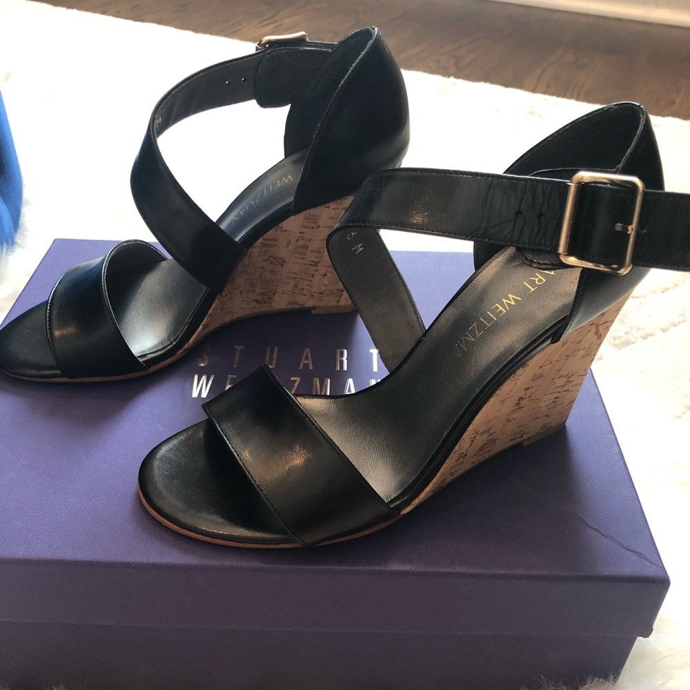 Stuart Weitzman Black Lineone Wedge